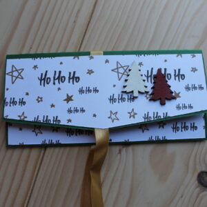 Carte pochette "HOHOHO" – modèle E vert avec pochette cadeau
