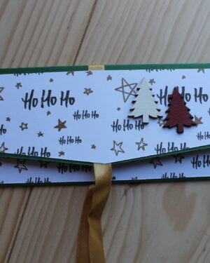 Carte pochette "HOHOHO" – modèle E vert avec pochette cadeau