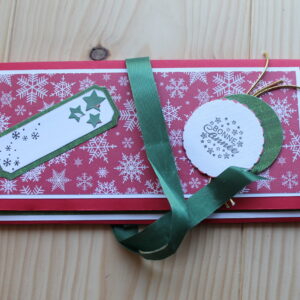 Carte pochette Bonne Année – modèle A rouge avec espace photo et pochette cadeau