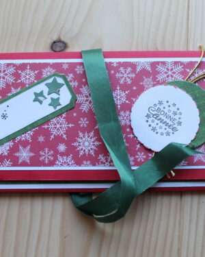 Carte pochette Bonne Année – modèle A rouge avec espace photo et pochette cadeau