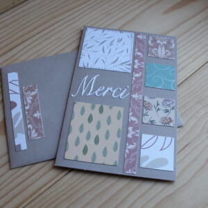 Carte " Eclat de gratitude"– collage artisanal et enveloppe assortie