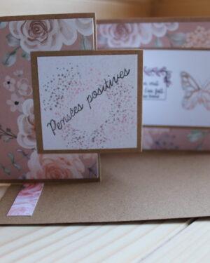 Carte Pensées Positives - vieux rose - Collections "créations étoilées"