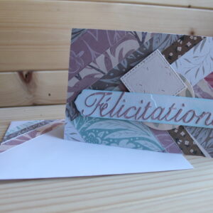 Carte "Élan de félicitations" – collage artisanal et enveloppe assortie