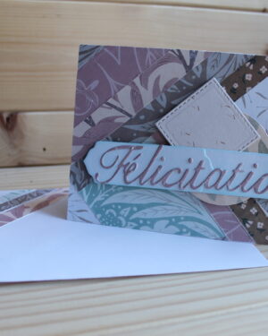 Carte "Élan de félicitations" – collage artisanal et enveloppe assortie