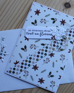 Carte Artisanale Noël "Flocons joyeux"- Eclats spontanés
