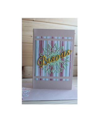 Carte artisanale "Souffle de bisous" – collage floral, enveloppe assortie