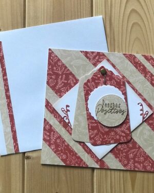 Carte "Pensées positives" – collage artisanal et enveloppe assortie