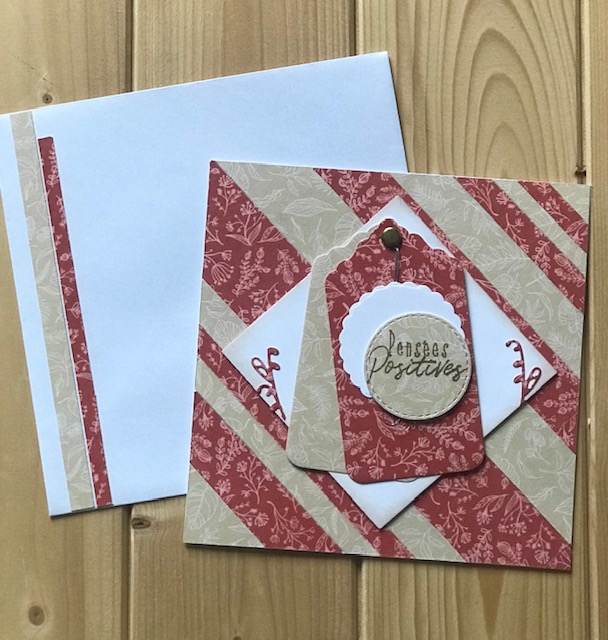 Carte "Pensées positives" – collage artisanal et enveloppe assortie