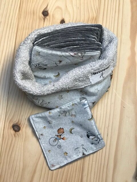 Kit naissance 1- panière, lingettes, mini gant, pare pipi – Image 3